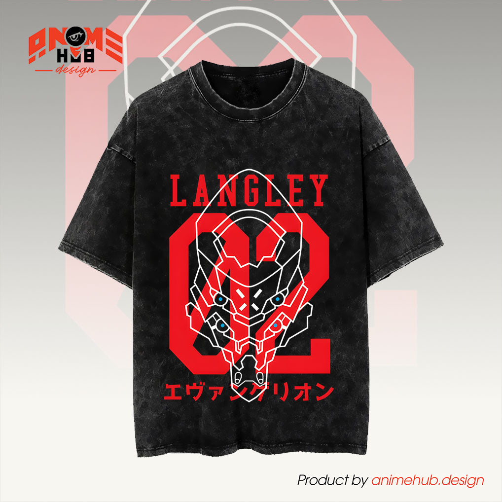 Neoon Geneesis Evaangeelioon Unisex Washed Tee – LaangLeey 02 Shirt ANIME HUB