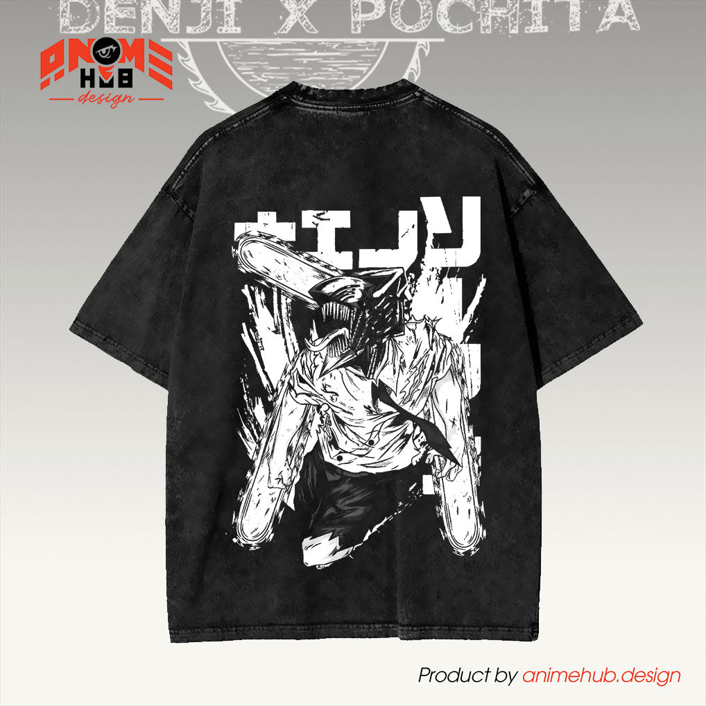 Chainnsaww Man 1 Double-Sided Unisex Washed Tee – Anime Graphic Shirt ANIME HUB