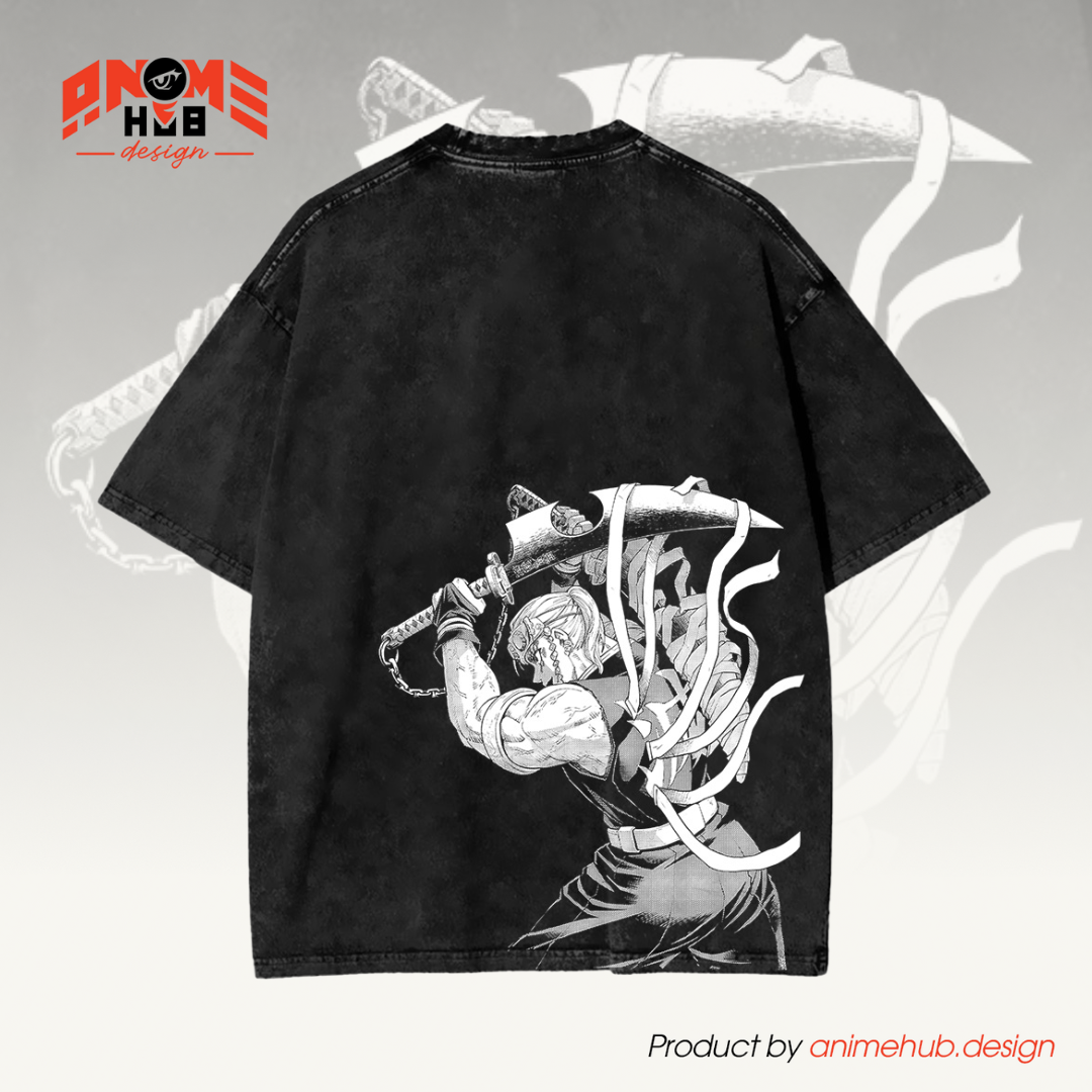 Demoon Slayerr Double-Sided Unisex Washed Tee – Anime Uzuii Tengenn 1 Shirt ANIME HUB