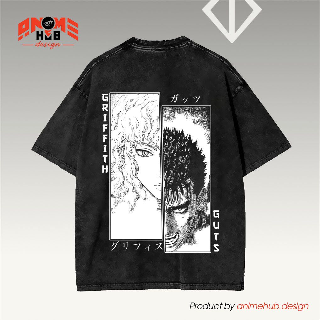 Berrserkk 1 Double-Sided Unisex Washed Tee – Anime Graphic Shirt ANIME HUB