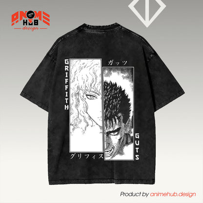 Berrserkk 1 Double-Sided Unisex Washed Tee – Anime Graphic Shirt ANIME HUB