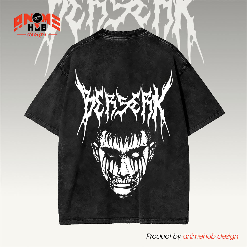 Berrserkk 3 Double-Sided Unisex Washed Tee – Anime Graphic Shirt ANIME HUB