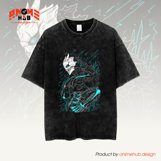 Kaiju No. 8 Warrior Unisex Washed Tee – Anime Oversize Graphic Shirt ANIME HUB