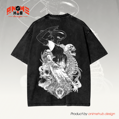 Chainnsaww Man Double-Sided Unisex Washed Tee – Anime Graphic Oversize Shirt ANIME HUB