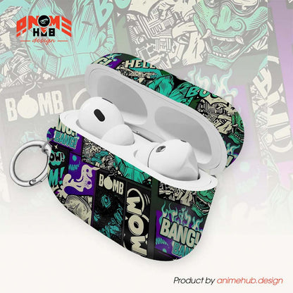 ¡BOOM! ¡BANG! ¡GUAU! 8 – Estuche para AirPods con estilo callejero de grafiti ANIME HUB