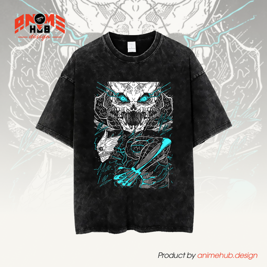 Kaiju No. 8 Skull Unisex Washed Tee – Anime Graphic Oversize Shirt ANIME HUB