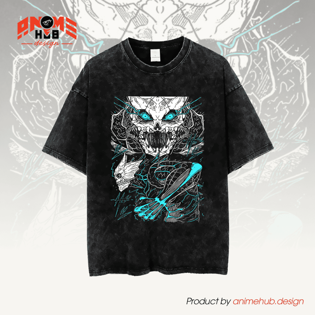 Kaaijuuu No. 8 Skull Unisex Washed Tee – Anime Graphic Shirt ANIME HUB