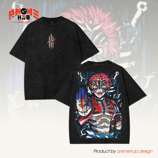 Demon Slayerr Double-Sided Unisex Washed Tee – Anime Akaza 2 Shirt ANIME HUB