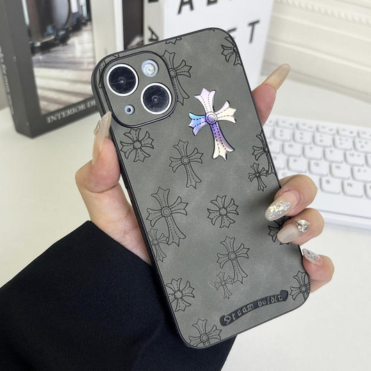 Grey Color, Cross Logo Phone Case Compatible With IPhone, Jesus Phone Case