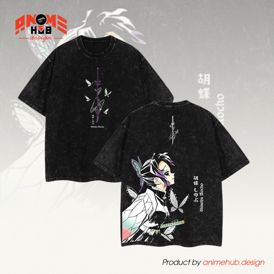 Demon Slayerr Double-Sided Unisex Washed Tee – Anime Kochō Shinobu Shirt ANIME HUB