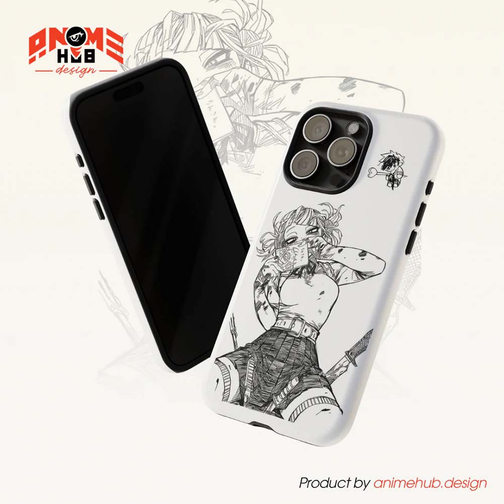 Anime Girl Samurai Phone Case – Black and White Manga Art Design ANIME HUB
