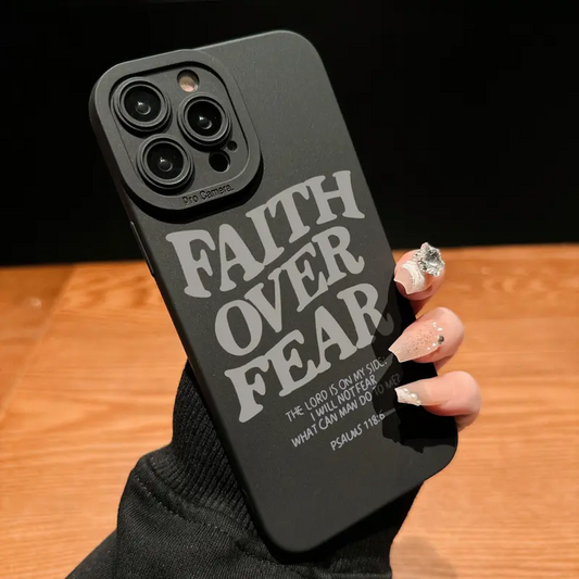 Gray Letter, Fall Faith Over Fear Letter Pattern Phone Case, Full Body Shockproof Phone Protective Cover, Fashion Phone Accessories Compatible with iPhone