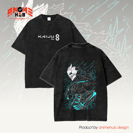 Kaiju No. 8 Warrior Double-Sided Unisex Washed Tee – Anime Oversize Graphic Shirt ANIME HUB