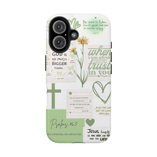 Green Color, Jesus Phone case, Floral Phone Case