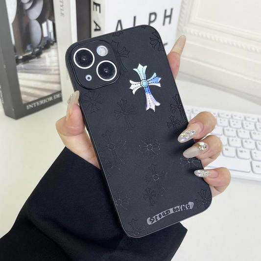 Black Color, Cross Logo Phone Case Compatible With IPhone, Jesus Phone Case