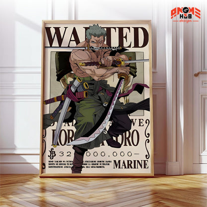 Onee Piecee Poster/Canvas, Art Anime Wall Print, Wall Decor  – Wanted Rorronnoa Zoorro  Poster/Canvas ANIME HUB