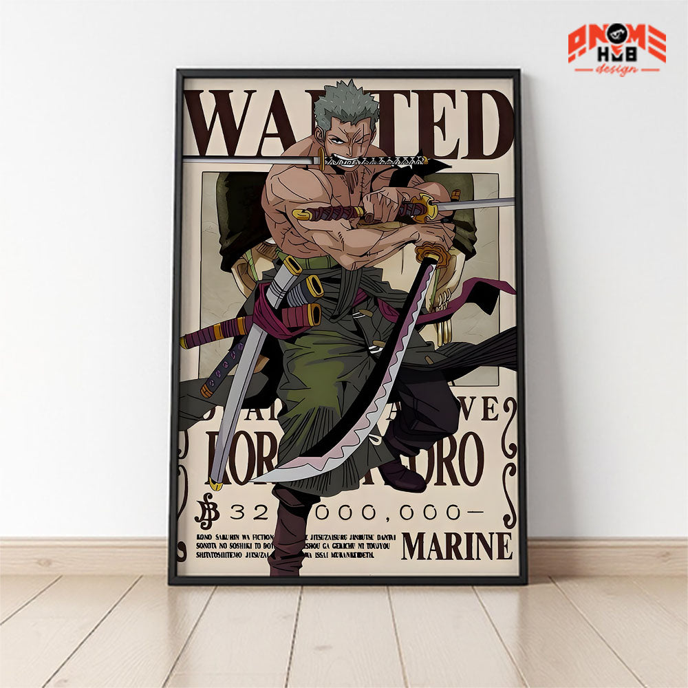 Onee Piecee Poster/Canvas, Art Anime Wall Print, Wall Decor  – Wanted Rorronnoa Zoorro  Poster/Canvas ANIME HUB