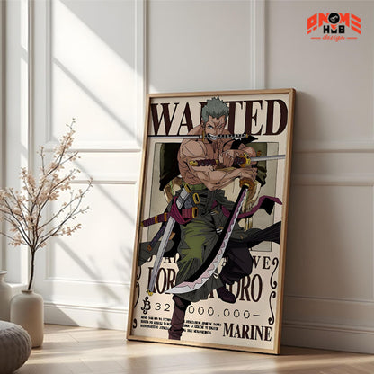 Onee Piecee Poster/Canvas, Art Anime Wall Print, Wall Decor  – Wanted Rorronnoa Zoorro  Poster/Canvas ANIME HUB