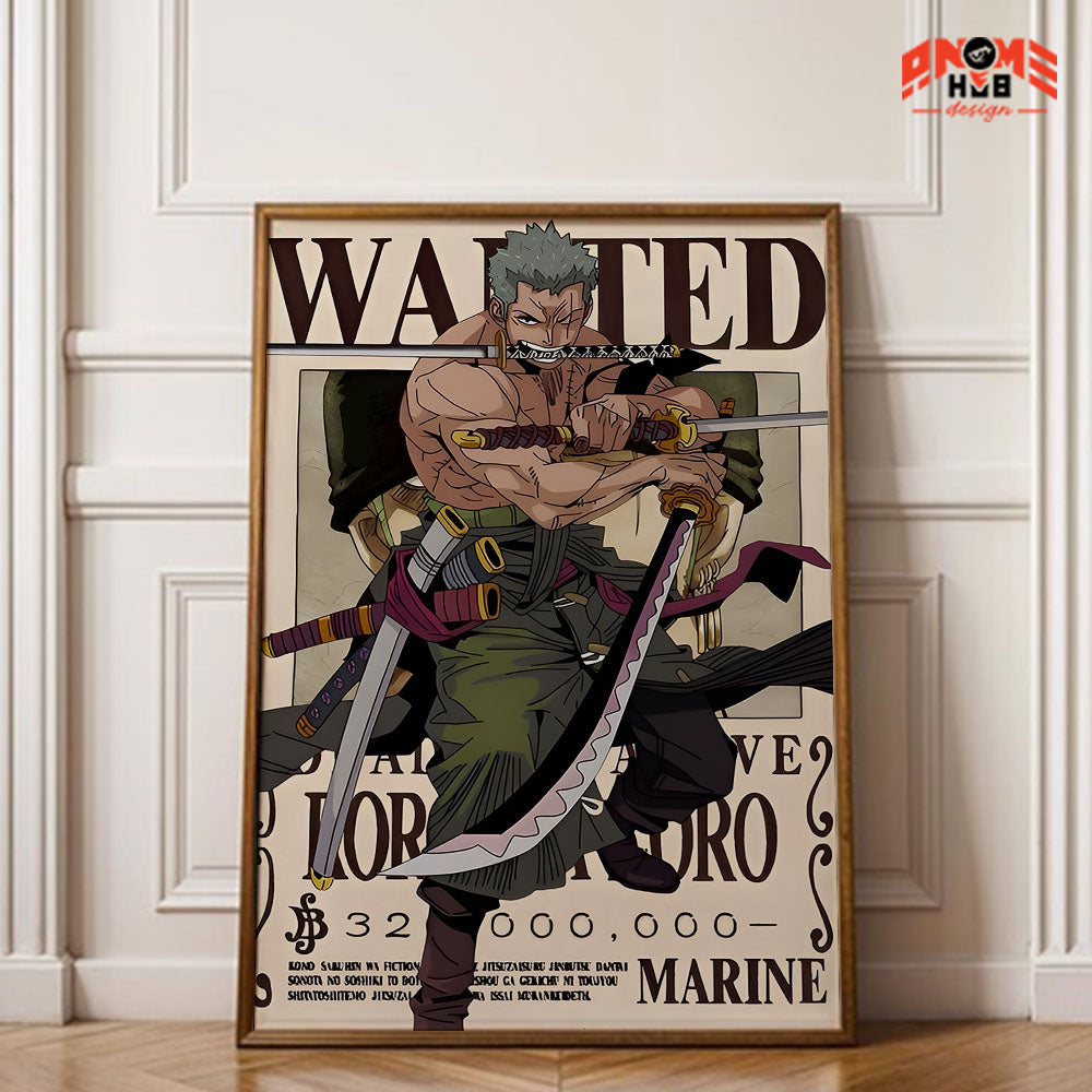 Onee Piecee Poster/Canvas, Art Anime Wall Print, Wall Decor  – Wanted Rorronnoa Zoorro  Poster/Canvas ANIME HUB
