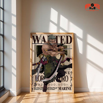 Onee Piecee Poster/Canvas, Art Anime Wall Print, Wall Decor  – Wanted Rorronnoa Zoorro  Poster/Canvas ANIME HUB