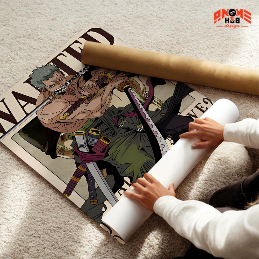 Onee Piecee Poster/Canvas, Art Anime Wall Print, Wall Decor  – Wanted Rorronnoa Zoorro  Poster/Canvas ANIME HUB