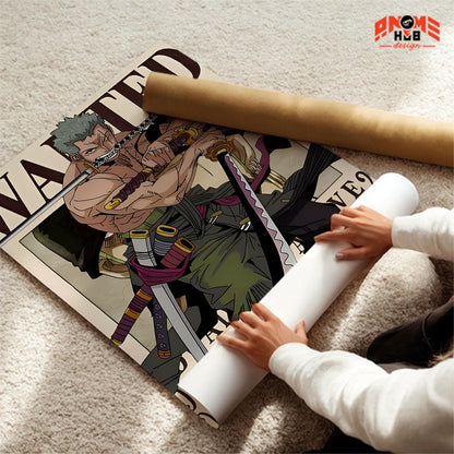 Onee Piecee Poster/Canvas, Art Anime Wall Print, Wall Decor  – Wanted Rorronnoa Zoorro  Poster/Canvas ANIME HUB