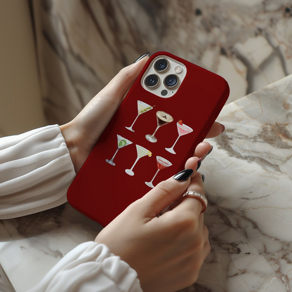 Cocktails Phone Case: Red Martini Print, Tough Protective Cover, Iphone/Samsung Case