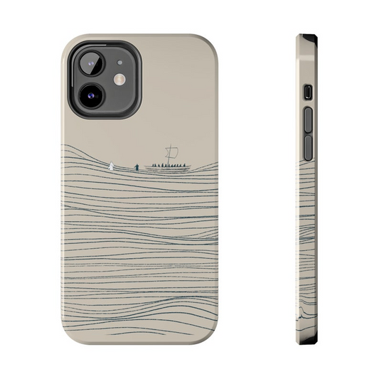 Jesus and Peter Walk on Water Christian Tough Phone Case, Hard Iphone Case Bible Sketch Art Christ Catholic Modern minimalist Christian Gift