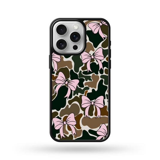 Black Border, Pink Trendy Camo Bows Compatible Phone Case, IPhone/Samsung Phone case