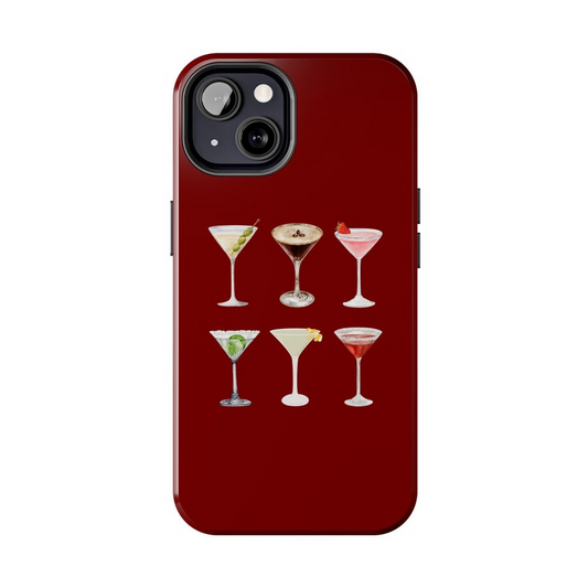 Cocktails Phone Case: Red Martini Print, Tough Protective Cover, Iphone/Samsung Case