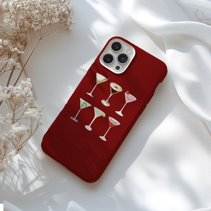 Cocktails Phone Case: Red Martini Print, Tough Protective Cover, Iphone/Samsung Case